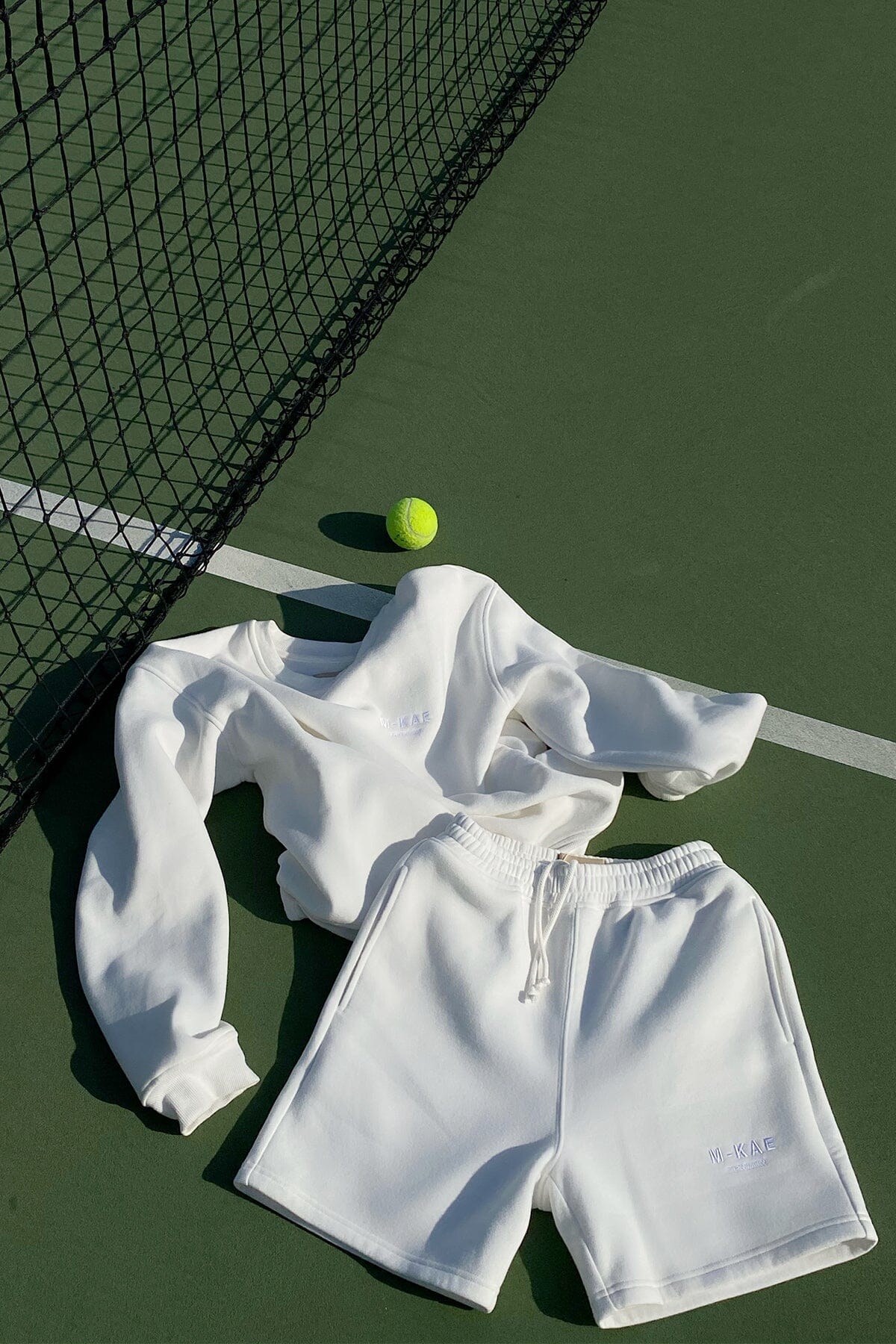 white sweat shorts